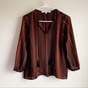 Collective Concepts Black Tassel Tie Career Blouse